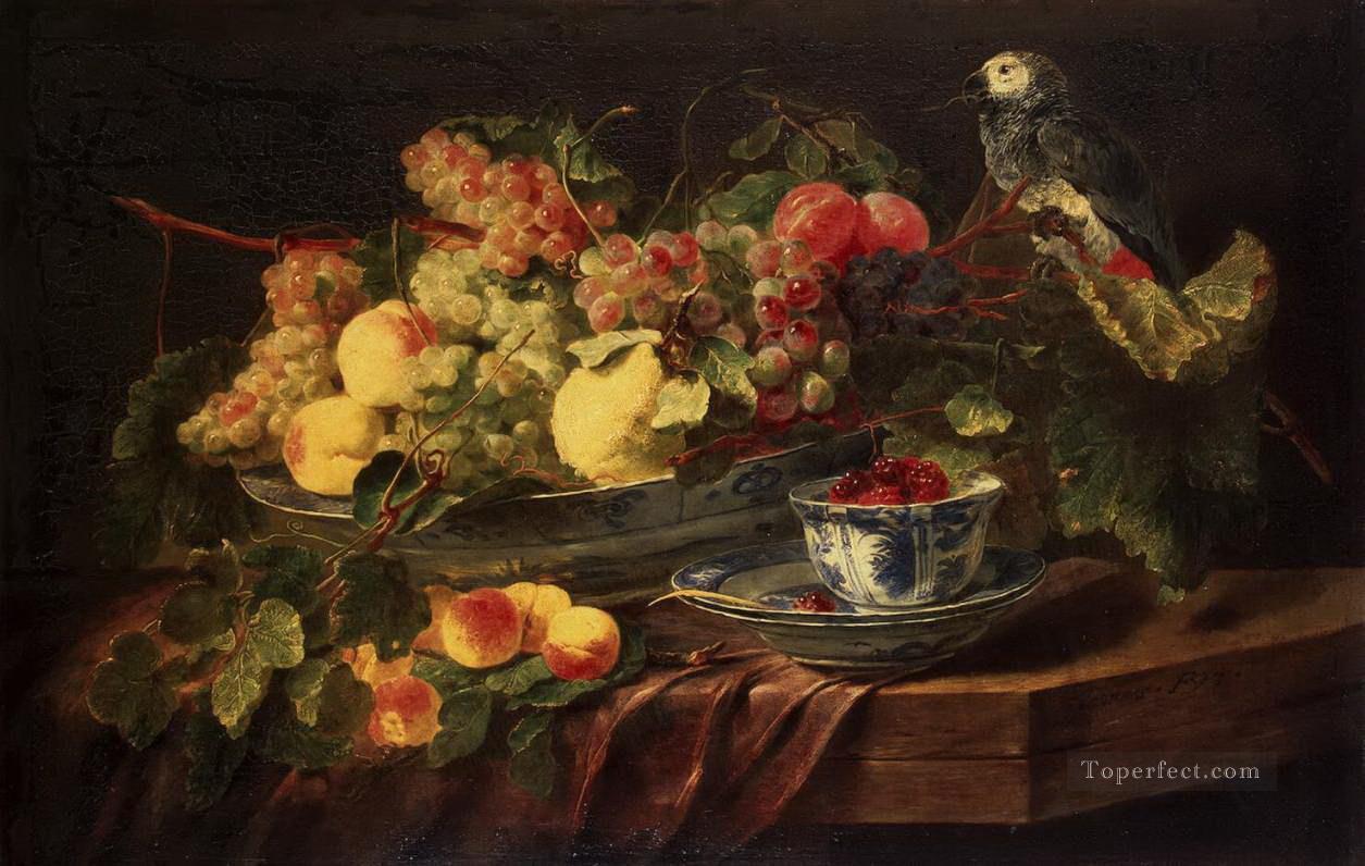 classical Still life with Fruits and Parrot birds Oil Paintings